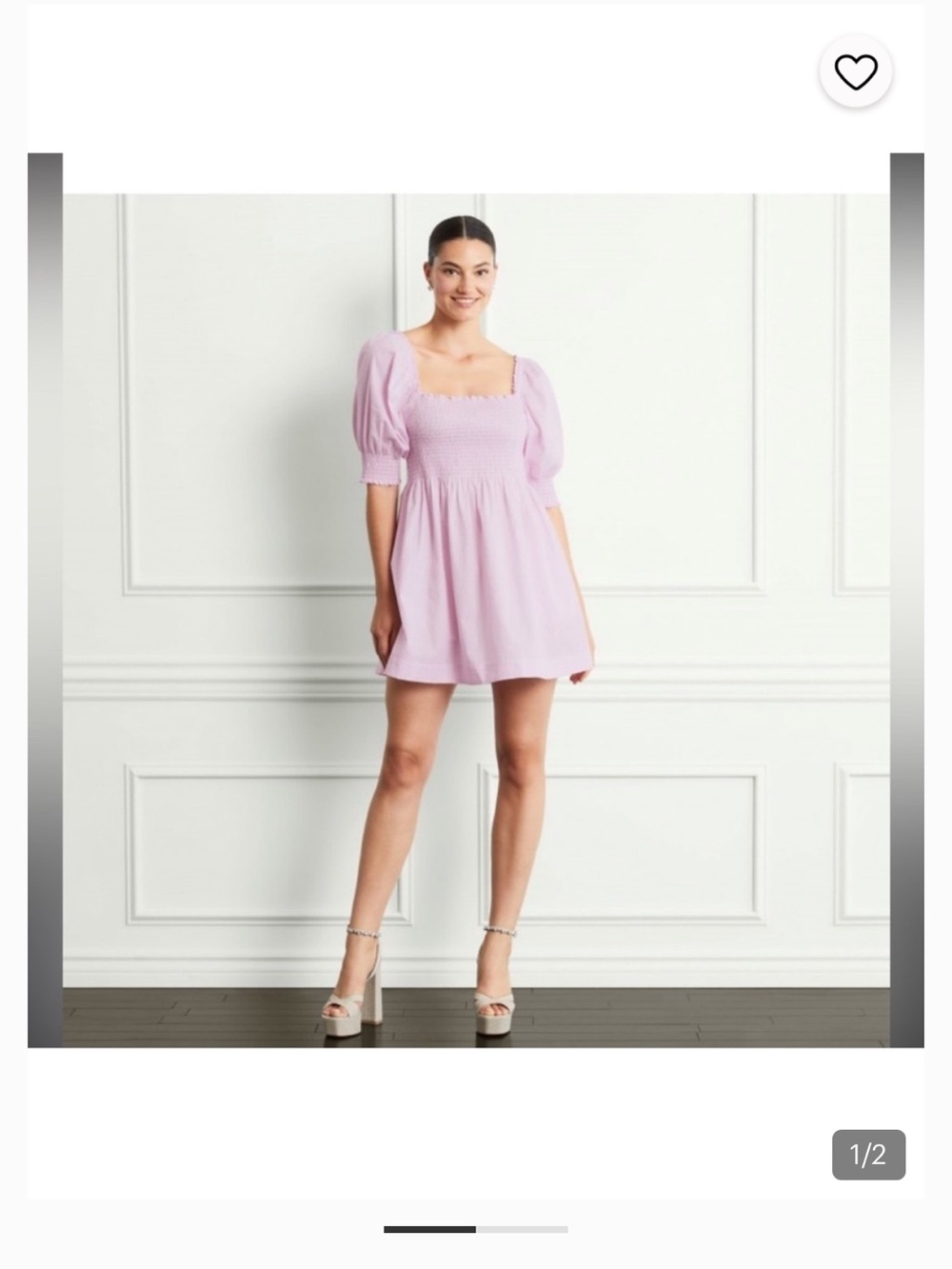 Hill House Lilac Smocked Square-Neck Mini Dress